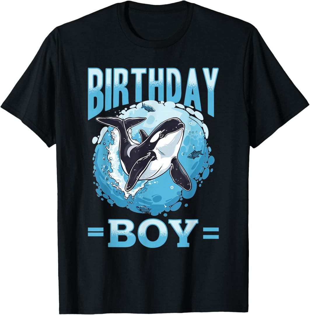 Funny Orca Animal Birthday Boy T-Shirt, Small