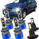 High Beam +Low Beam +Fog Bulb Combo Light Fit for Dodge Journey 2010-2019 Lamps 6000K Ultra White with Fan Easy to Install 6PCS