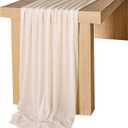 Lookein 10 Feet Champagne Chiffon Table Runner Sheer Wedding Table Cloth 29x120 Inches Rustic Wedding Decorations French Chiffon Table Runner