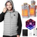 Heated Vest for Men with Detachable Heated Hood, Electric Vest for Men with Battery Pack Included (Medium, Gray)