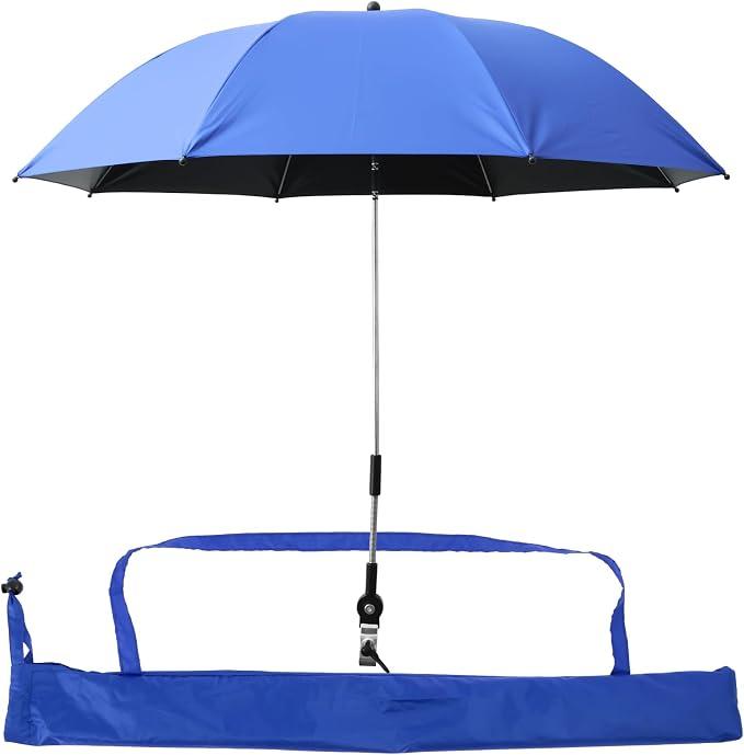 2 Portable Shade Umbrella,Shade Umbrella for Beach Patio Chairs,Beach Umbrella with Universal Clamp 360° Adjustable Shade Umbrella Outdoor Umbrella Large Opening Clip Portable Camping Chair