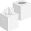 2 Pack Tissue Box Cover, Square Plastic Tissue Holder Non-Slip Base, White