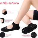 2 x COOLMATE Pilates Socks with Grips for Women, Yoga Socks, Crew Non Slip Women for Barre, Pilates Gifts for Women