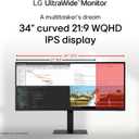 LG 34U650A-B 34-inch UltraWide WQHD (3440 x 1440) IPS Curved Wide Computer Monitor, 100Hz, HDR10, Built-in Speaker, HDMI, DisplayPort, USB Type-C PD 96W, Tilt/Height/Swivel Adjustable Stand, Black