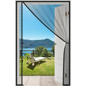 MAGZO Magnetic Screen Door, Fits 36'' x 80'' Door(Mesh Size 38'' x 81''), Left Right Side Opening, Scratch-Proof Polyester, Pet Friendly, Easy Install, Self Sealing, Keep Annoying Creatures Out, Grey 