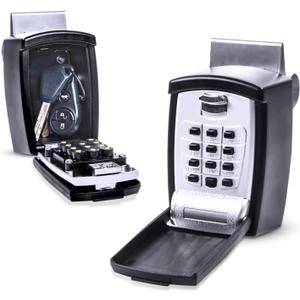 KeyGuard SL-591 Car Window Punch Button Lock Box, Black- Portable Key Storage Vault LockBox Fits House Keys, Car Keys, Fobs, Credit Cards/IDs + | Rideshare Keypad Safe Box, Digital Push Button Lock