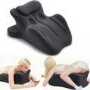 Ergonomic Memory Foam Wedge Pillow, Contoured Support Pillows, 27 Angled Support for Waist and Neck, Multi-Position Support Pillow (Black)