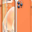 BossKiss Compatible with iPhone 13 Case, Premium Silicone Upgraded [Camera Protection] [2 Screen Protectors] [Soft Anti-Scratch Microfiber Lining] Phone Case for iPhone 13 6.1 inch - Bright Orange