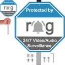 1 Pack Security Yard Sign,10" x 10" Aluminum Audio/Video Recording Monitoring Sign,Metal Yard Signs with 28" Metal Stakes,Weather Resistance Reflective