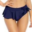SHEKINI Women's Ruffle Bikini Bottom Tummy Control High Waisted Tie Knot Bathing Suit Bottoms, Size L
