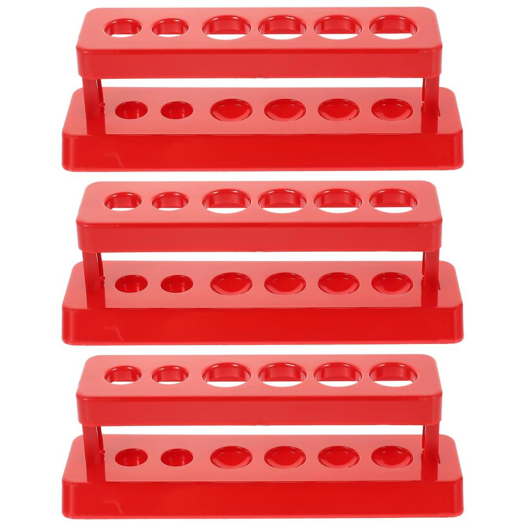 Hemobllo Test Tube Rack Holder with 6 Holes Plastic Tube Stand for School Science Labs Teaching Aids Portable Lightweight 6.29X1.96X1.96 Inch