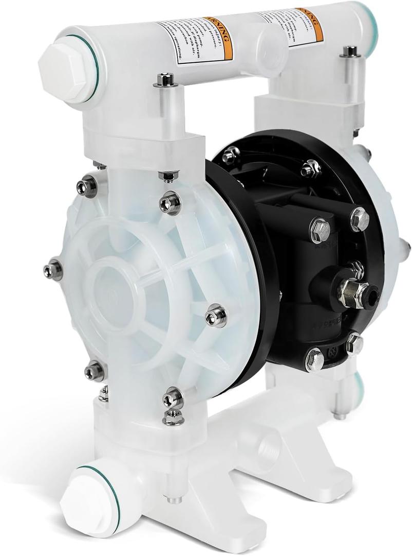 Air Operated Double Diaphragm Pump, 12 GPM Dual Diaphragm Air Pump Pneumatic Waste Oil Transfer Pump for Chemical, 1/2 Inch Inlet/Outlet