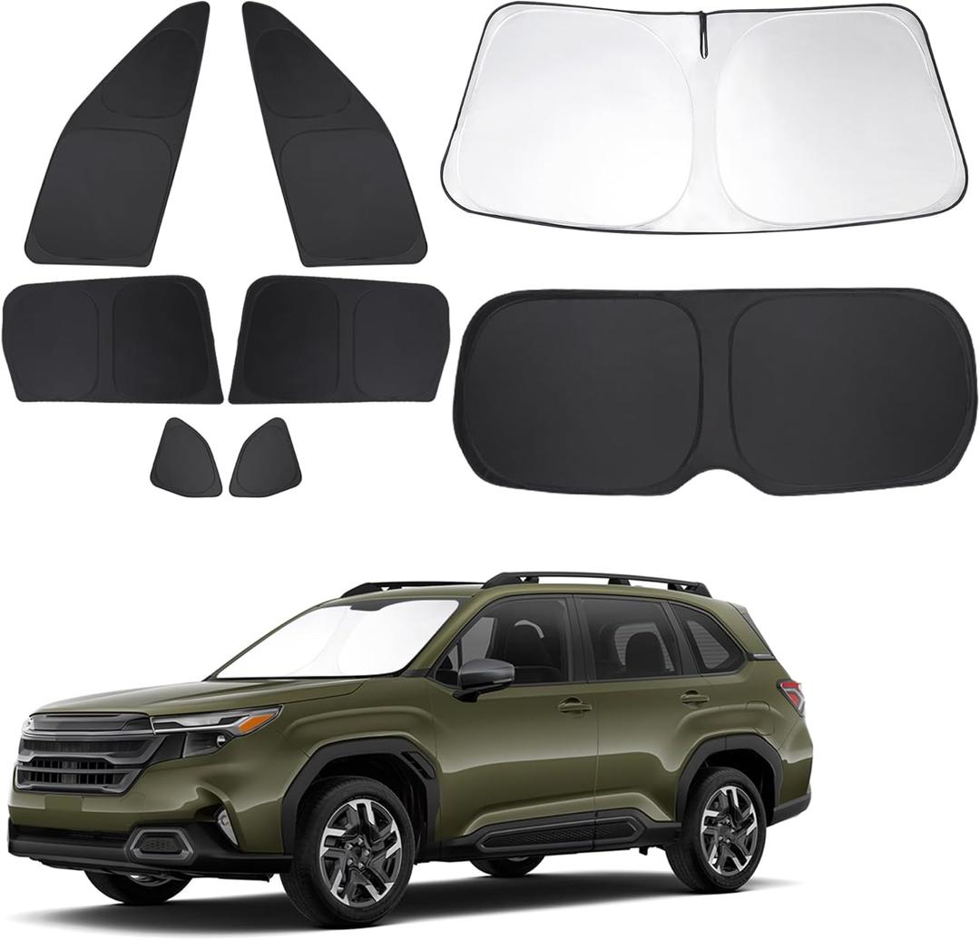 Windshield Sun Shade Car Windshield Foldable Full Windows Coverage Custom Fit for Su-baru Forester 2025 2026 Accessories Car Window Shades Block Sun UV Rays 8PCS