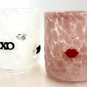 Anthropologie Valentine's Day Icon Juice Glasses XO & Red Lips Pair New