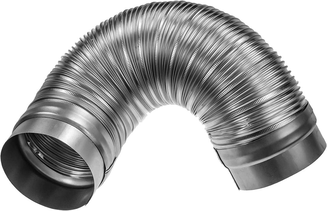 4" Inch Flexible Duct - 0.82 to 1.64 ft Length - Corrugated Aluminum Ducting Connector - Galvanized Steel End Sleeves - Washer and Dryer Exhaust Duct - Dust Collection Hose - Dryer Duct