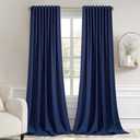 MIULEE Navy Blue Back Tab Blackout Curtains 102 Inch Long 2 Panels Set for Bedroom, Rod Pocket/Pinch Pleated Thermal Insulated Living Room Darkening Light Blocking Floor to Ceiling Drapes