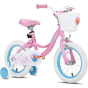 JOYSTAR Fairy Girls Bike for Toddlers and Kids Ages 2-8 Years Old, 12  Inch Kids Bike with Training Wheels, Handbrake and Basket, Toddler Girl Bike, Children Bicycle (Pink)