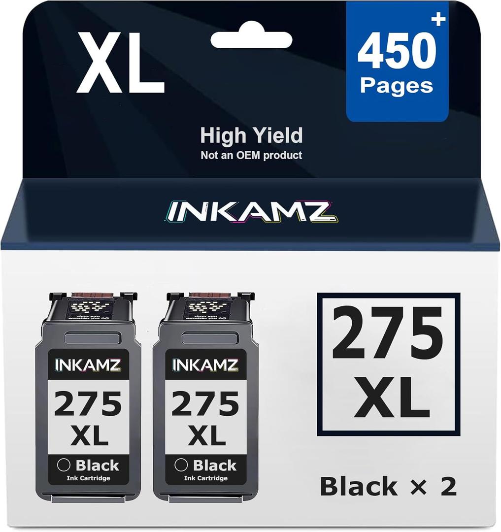 PG-275XL Black Ink Cartridges Compatible Replacement for Canon PG-275 Black Ink Cartridge Work with PIXMA TS3722 TR4700 TR4720 TR4722 TS3522 TS3720 TS3500 TS3520 TR4723 Printer (2 Black)
