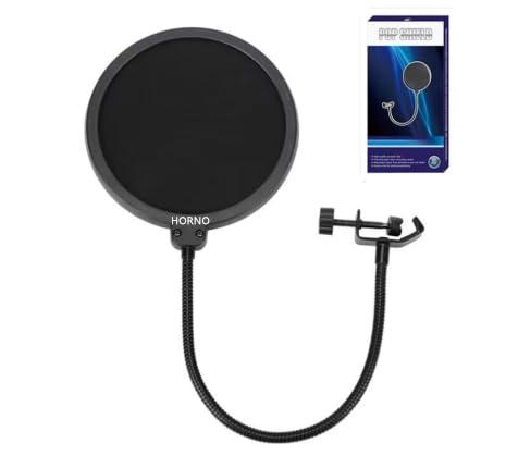 HORNO Professional Microphone Filter Screen-Mic Pop Blocker Mask Shield Screen with Flexible Gooseneck Mount