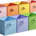 GRANNY SAYS 13 Inch Cube Storage Bins, Colorful Cube Storage Organizer, Fabric Storage Bins, Storage Cubes for Shelves, Closet, Toy Storage Bins for Kids Room, Play Room, Colour, 8-Pack