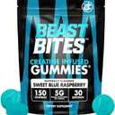 BEAST BITES Creatine Infused Gummies - 5g Creatine Monohydrate Per Serving - NSF Certified for Sport, Clean Label Project Certified (150 Gummies, Sweet Blue Raspberry), BBD: 03/27/2028