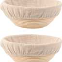 DOYOLLA Bread Proofing Baskets Set of 2 8.5 inch Round Dough Proofing Bowls and Liners Perfect Home Sourdough Bread Baking Supplies