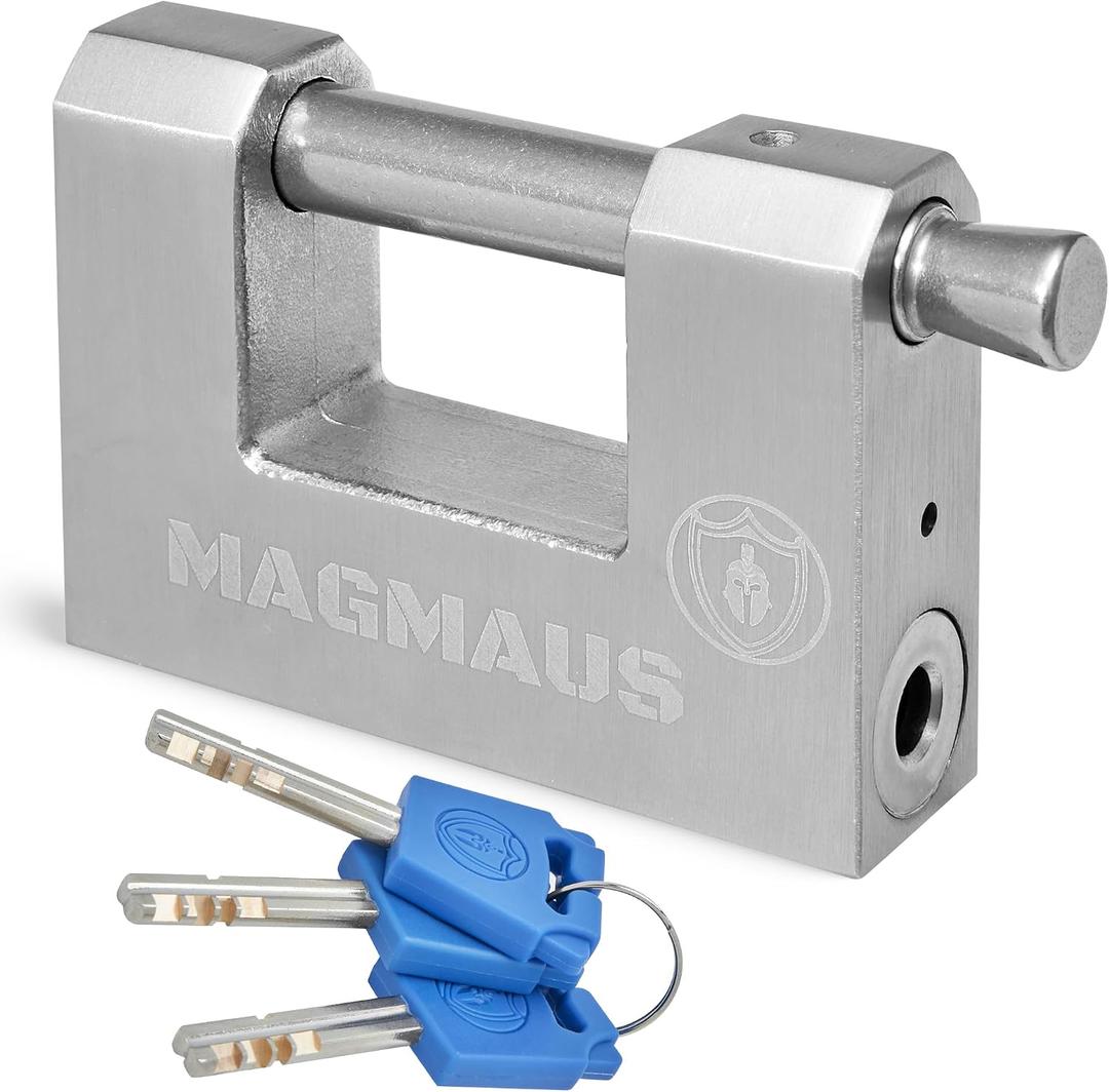 Magmaus RTL80 [Armoured] High Security Padlock Heavy Duty Container Lock with 0.74 Shackle Clearance & 0.39 Thick Bolt Weatherproof Outdoor Lock for Storage Unit, Shed, Gate, Garage - 3 Keys