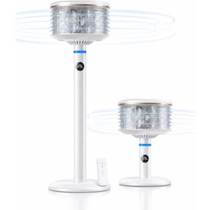 Spin360 360 Fan, Height-Adjustable Floor & Table Fan with Aromatherapy Scent Pods, Whisper-Quiet, Touchscreen, 9 Speeds, Timer & Ambient Light for Bedroom, Living Room, Office (White)