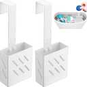 2Pack White Toilet Bowl Tablet Holder Toilet Cleaner Holders, Hanging Toilets Cleaner Caddy, Toilets Tank Cleaning Tablet Holders, Stainless Steel Tank Caddy with Adjustable Hook