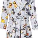 Funnycokid Girls Robes Size 6 Dogs Bathrobe 4t 5t Hooded little Kids Plush Fleece 6 Years