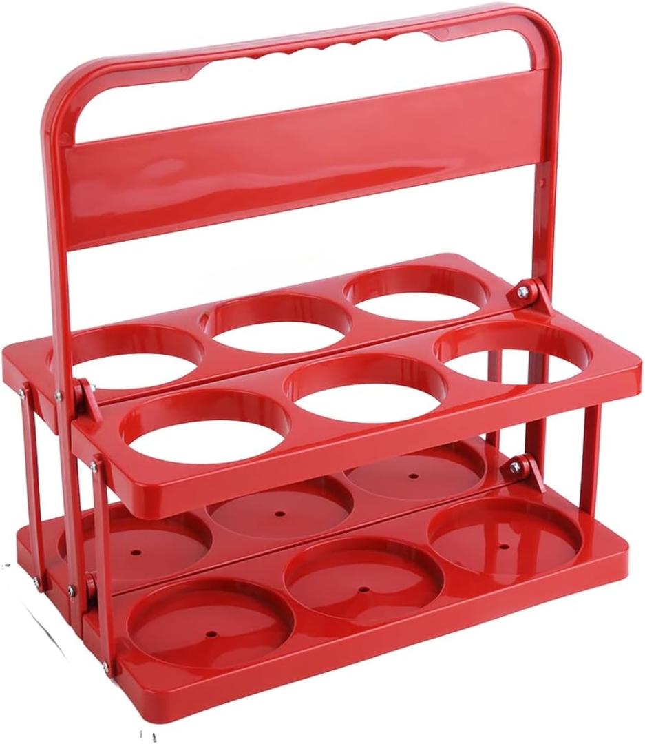 Reusable Drink Carrier with Handle for Doordash, Eats, Grubhub, Portable Cup/Coffee Holder Accessories for Delivery, Foldable Drinks Caddy with Tray, Car Durable Plastic Festive Bottle, Vacation (Red)