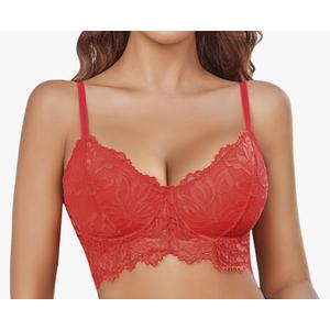 Avidlove Lace Bralettes for Women Corset Bustier Top with Underwired V Neck Camisole Lingerie Crop Top, S