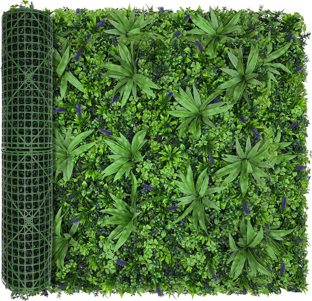 48"x120"(40 SQFT), Artificial Green Grass Wall Boxwood Plant Roll | UV Resistant Fake Leaves, Faux Ivy Privacy Hedge, Fence Screen Backdrop for Garden, Indoor Outdoor Wall Decor Covering