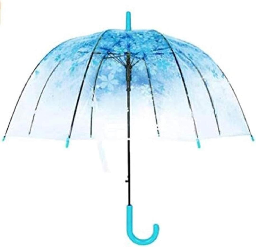 Cherry Blossoms Clear Bubble Umbrella - Transparent Dome Semi-Automatic for Kids, Girls, Boys, Women - Cute Romantic Windproof Wedding Decoration (Blue)