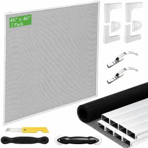 46" x 46" Window Screen Kit, 2-Pack Metal Frame Set, White