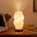 Zenply Dimmable Small Table Lamp for Living Room, 3D-Printing Novelty Spiral Striped Shade Small Mini Night Light Lamp, Bedside Lamp for Bedroom Nightstand Small Space Kids Room Office Dorm (Warm color)