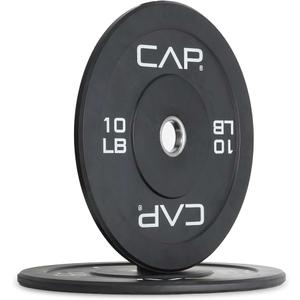 CAP Barbell Rubber Olympic Bumper Plate |  Black and White Colors, 10 Lbs., pair