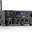 Facmogu KS-33BT 2.1CH Stereo Audio Amplifier Receiver with Active Subwoofer Output, RMS 60Wx2 Max 400Wx2 Mini BT Amp Home Theater Stereo Receiver, Bluetooth 5.0 HiFi Receivers w/MIC/Echo/USB/SD/AUX/FM