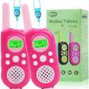 VOOPON Walkie Talkies for Kids 22 Channels Long Range 2 Way Radio Toys for 3-12 Ages with LCD Flash Light,Birthday Gifts for 4 5 6 7 8 9 Years Old Boys Girls for Camping Hiking Indoor Outdoor (Pink)