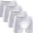 YATEEN Men's Traceless Underwear Ice Silk Boxer Brief (Medium, 4-pack White)