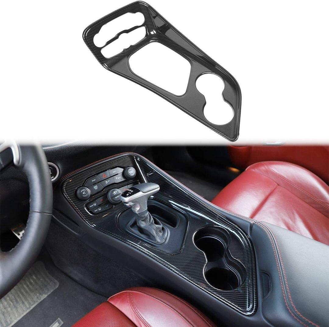 Voodonala for Challenger Gear Shift Shifter Panel Shift Lever Panel Transmission Gear Selector Gearstick Panel Cover Trim Fit for 2015-2026+ Dodge Challenger Interior Accessories Carbon Fiber
