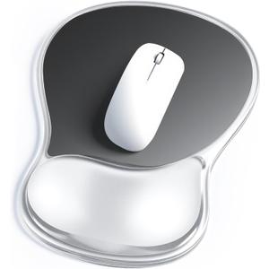 icolor Crystals Gel Wrist Rest Mouse Pads Ergonomic Mouse Mat with Memory Gel Cushion,Non-Slip PU Base Desk Skid Gel Pad for Computer Laptop,Relieves Wrist Pain (GreyBlack)