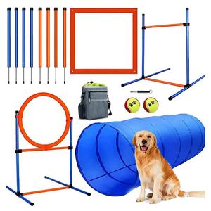 Dog Agility Training Equipment, 60-Piece Dog Obstacle Course Training Starter Kit Pet Outdoor Game with Tunnel, Agility Hurdle, Weave Poles, Jump Ring, Pause Box, Toy Balls and Storage Bag