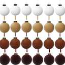 24 PcsVelvet Christmas Balls Bulk Shatterproof Plastic Christmas Tree Decorations for Decorative Hanging Baubles (24, WhiteKhakiBrownCoffee, 2.36Inch)