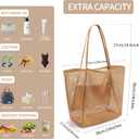 VOROLO Mesh Tote Beach Bag,Women Fairycore Hobo Bag,Shoulder Bag,Soft Summer Casual Crochet Bags (Khaki)