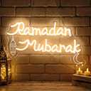 Ramadan Mubarak Neon Sign,Islamic LED Neon Light with Lantern,USB Powered Dimmable Wall Decor for Ramadan Party,Muslim Home Decoration,Eid & Ramadan Holiday Neon Sign