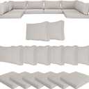 14 Pcs Outdoor Patio Cushion Covers Replaceable Waterproof Outdoor Furniture Covers with Zippers for Patio Conversation Sectional Set 3 Size,Slipcovers Only24.8 * 24.8Inch Light Gray Set