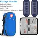 Insulin Cooler Travel Case with 2 Ice Pack, Water Resistant Insulated Diabetic Medication Organizer Carrying Bag with Extra Pouch for Insulin Pen and Other Diabetic Supplies (Blue)