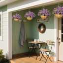 Artificial Hanging Flowers for Outdoors with Basket,UV Resistant Realistic Faux Hanging Plants Outdoor Artificial Flowers for Outdoors Basket for Yard Porch Patio Garden Home Decor,12 Bundles(Purple)