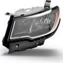 Headlights Assembly Compatible with Jeep Compass 2017-2021, Headlamp Left Driver Side Replacement CH2502295 55112707AE (Halogen Type)
